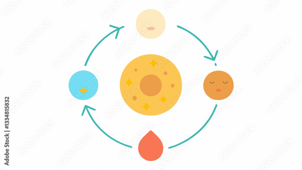 Poster problemsolution cycle a circular diagram depicting the cycle of sun damage leading to aging then the