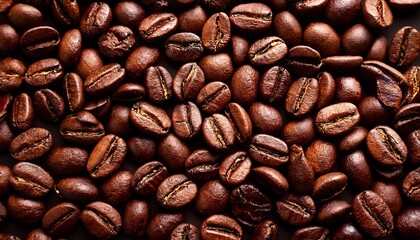 Fototapeta premium Coffee beans background, dark roasted coffee-beans closeup- 55783