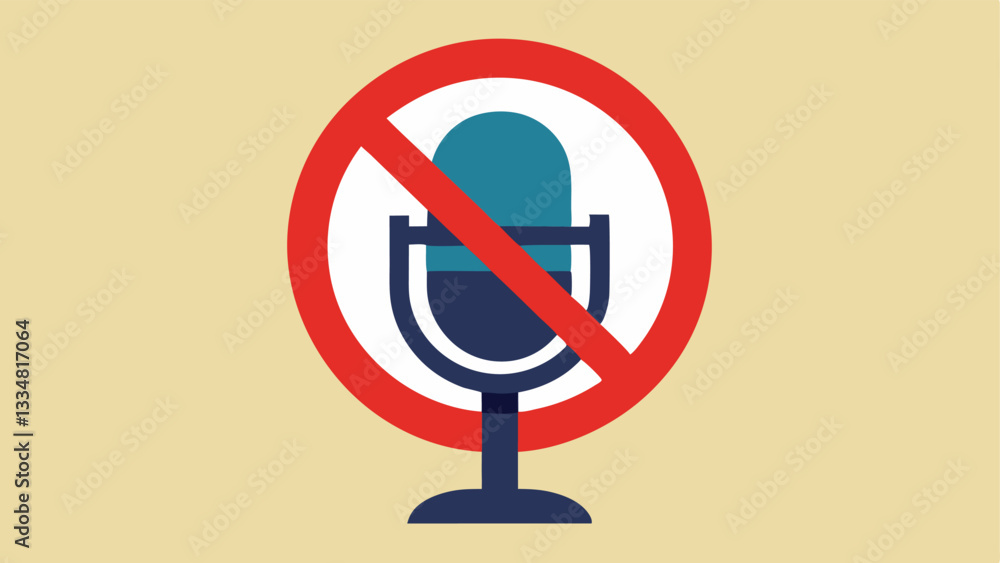 Poster muted microphone a microphone with a no entry symbol over it ing the ship of voices that dare to spe