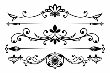 calligraphic ornamental divider collection line art silhouette vector illustration