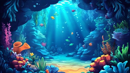 Exploring Stunning Underwater Cave in Enchanting Underwater Realm