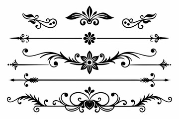 calligraphic ornamental divider collection line art silhouette vector illustration