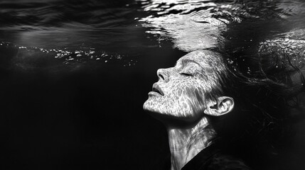 Professional Woman Diving Underwater Exploration Beauty Adventure