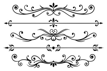  calligraphic ornamental divider collection line art silhouette vector illustration