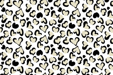 Leopard and heart pattern design. Heart pattern design. Textile print pattern