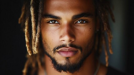 Stylish Young Man Portrait: Handsome, Sexy Guy with Dreadlocks