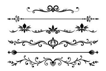  calligraphic ornamental divider collection line art silhouette vector illustration
