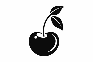 cherry icon line art silhouette vector illustration