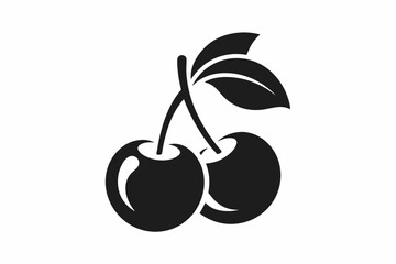 cherry icon line art silhouette vector illustration