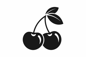 cherry icon line art silhouette vector illustration