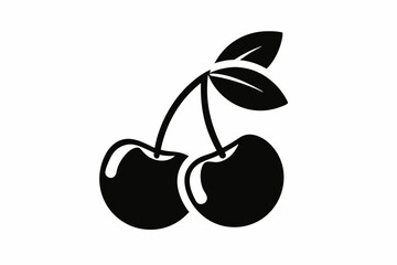 cherry icon line art silhouette vector illustration