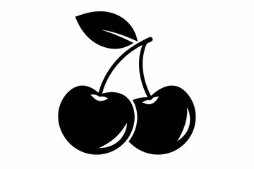 cherry icon line art silhouette vector illustration