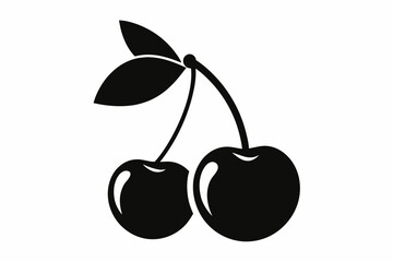 cherry icon line art silhouette vector illustration
