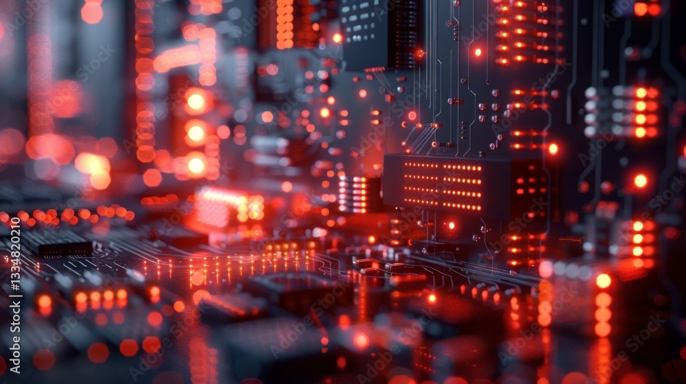 Aufkleber illuminated electronic circuit board showcasing advanced technology and connectivity with glowing re