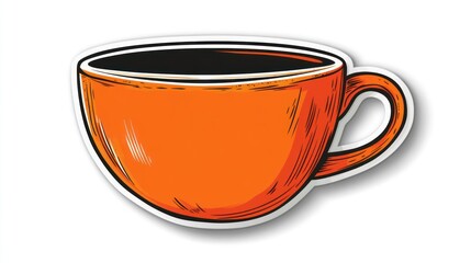 Orange coffee cup, morning beverage, kitchen setting, isolated