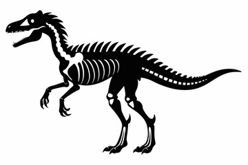 dinosaur skeleton standing line art silhouette vector illustration