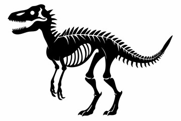 dinosaur skeleton standing line art silhouette vector illustration