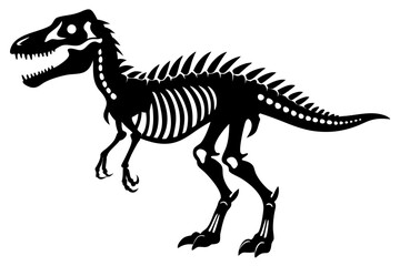 dinosaur skeleton standing line art silhouette vector illustration