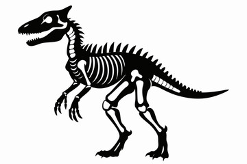 dinosaur skeleton standing line art silhouette vector illustration