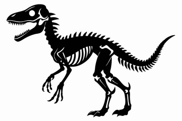dinosaur skeleton standing line art silhouette vector illustration