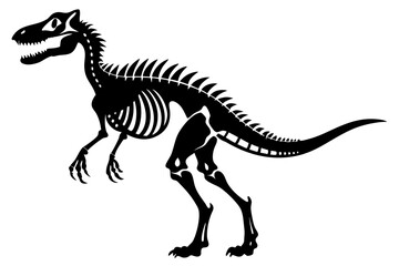 dinosaur skeleton standing line art silhouette vector illustration