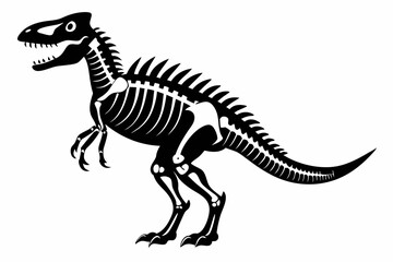 dinosaur skeleton standing line art silhouette vector illustration