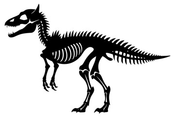 dinosaur skeleton standing line art silhouette vector illustration
