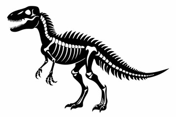 dinosaur skeleton standing line art silhouette vector illustration