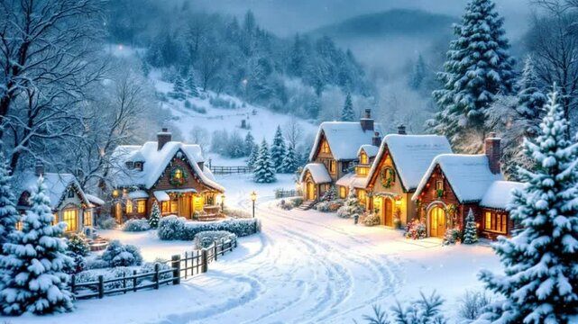 winter landscape with houses