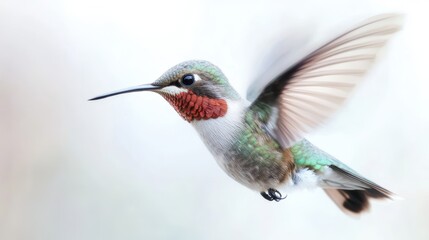 Fototapeta premium High-resolution image of a Hummingbird in flight isolated on white background, highly detailed