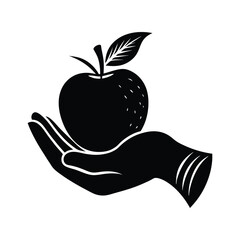 hand holding apple silhouette art