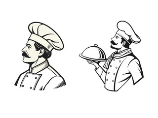 High-Quality Vector Illustration of Classic Chef Mascots for Food Industry, Catering, and Bakery Logos
