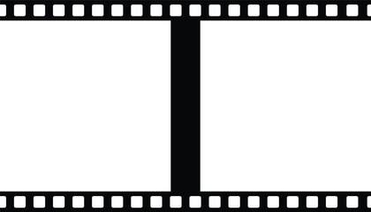 Blank film strip template with perforated edges vector illustration on white background