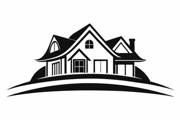 elegant property logo line art silhouette vector illustration