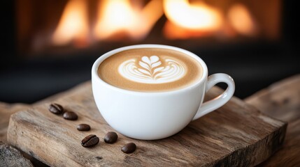 Warm Cup of Coffee on Rustic Wooden Table Evoking Comfort and Relaxation