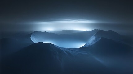 Enigmatic Crater Lake at Night: A Mystical Mountain Landscape