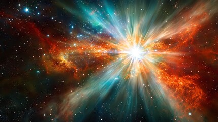 Fototapeta premium Cosmic scene of a pulsar emitting energy waves in deep space. 