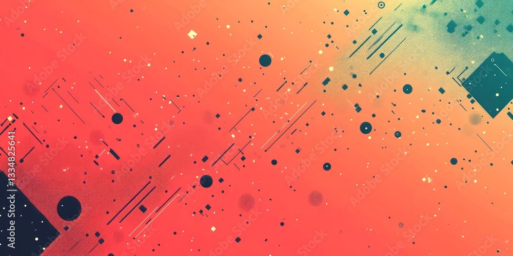 Poster abstract composition with geometric shapes on a gradient background