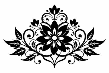 flower ornament line art silhouette vector illustration