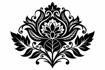 flower ornament line art silhouette vector illustration
