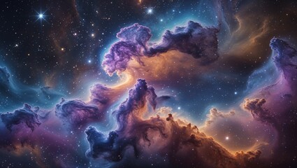 Fototapeta premium Cosmic nebulae, vibrant colors, representing the beauty of deep space