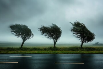 Stormy Trees by Road