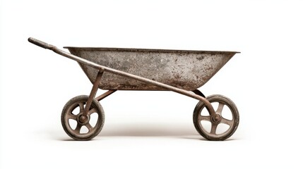 Construction action wheelbarrow in an industrial close-up view manual labor concept