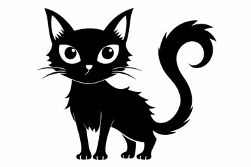 halloween cat line art silhouette vector illustration