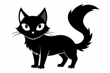 halloween cat line art silhouette vector illustration