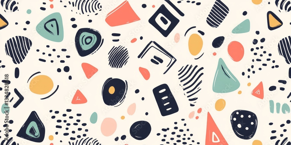 Poster colorful abstract geometric shapes and textures create a dynamic pattern