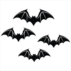 Fototapeta premium Halloween Black Bat Silhouettes Vector Set – Spooky Flying Bats