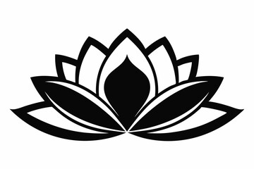 lotus icon line art silhouette vector illustration