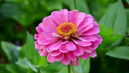 Fototapeta premium Pink Zinnia Elegance flower against green garden bed, video footage- 93206