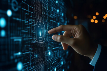 Businessman touch word Cybersecurity is the practice of protecting digital assets from cyber threats, ensuring the confidentiality, integrity, and availability of information